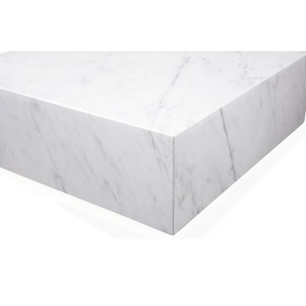 Cube Square white Marble coffee table, with casters. Picture 4