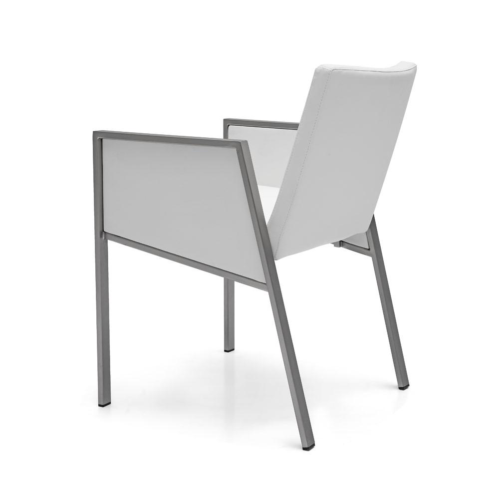 Vanilla Dining Armchair White Faux Leather Stainless steel base with brushed nickel finish. Picture 2