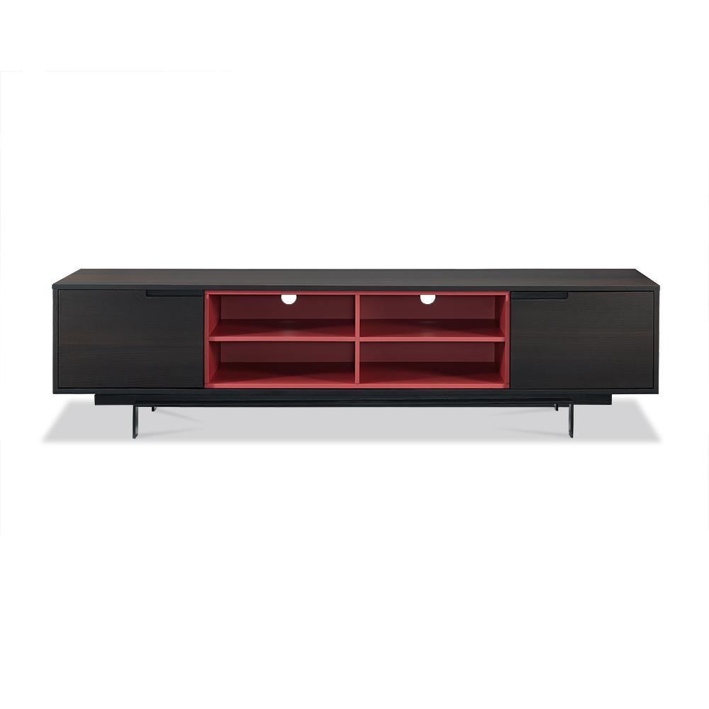 Cleveland TV Unit smoke oak veneer and red shelf.. The main picture.