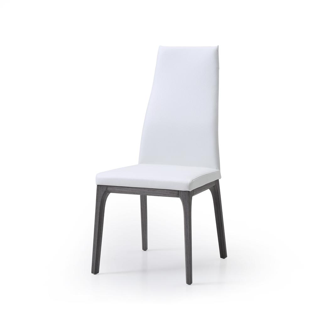 Ricky Dining Chair with gray oak veneer base and white seat (Set of 2). Picture 3