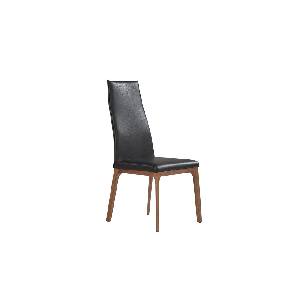 Ricky Dining Chair with walnut veneer base and black seat (Set of 2). Picture 1