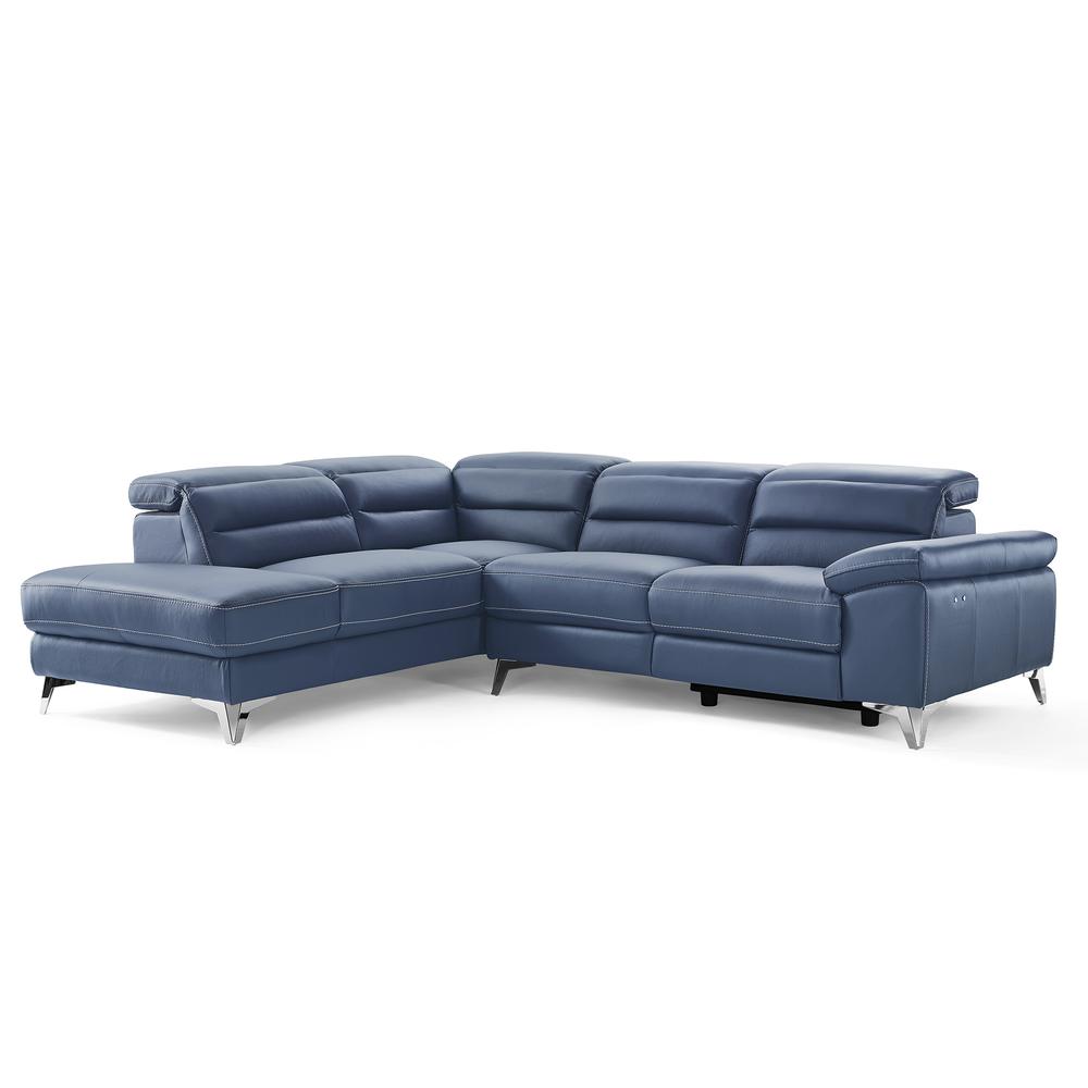 Johnson Sectional, chaise on left when facing, navy blue top grain Italian leather. Picture 3