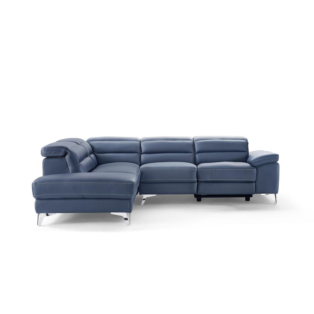 Johnson Sectional, chaise on left when facing, navy blue top grain Italian leather. Picture 2