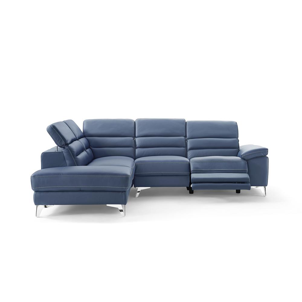 Johnson Sectional, chaise on left when facing, navy blue top grain Italian leather. Picture 6