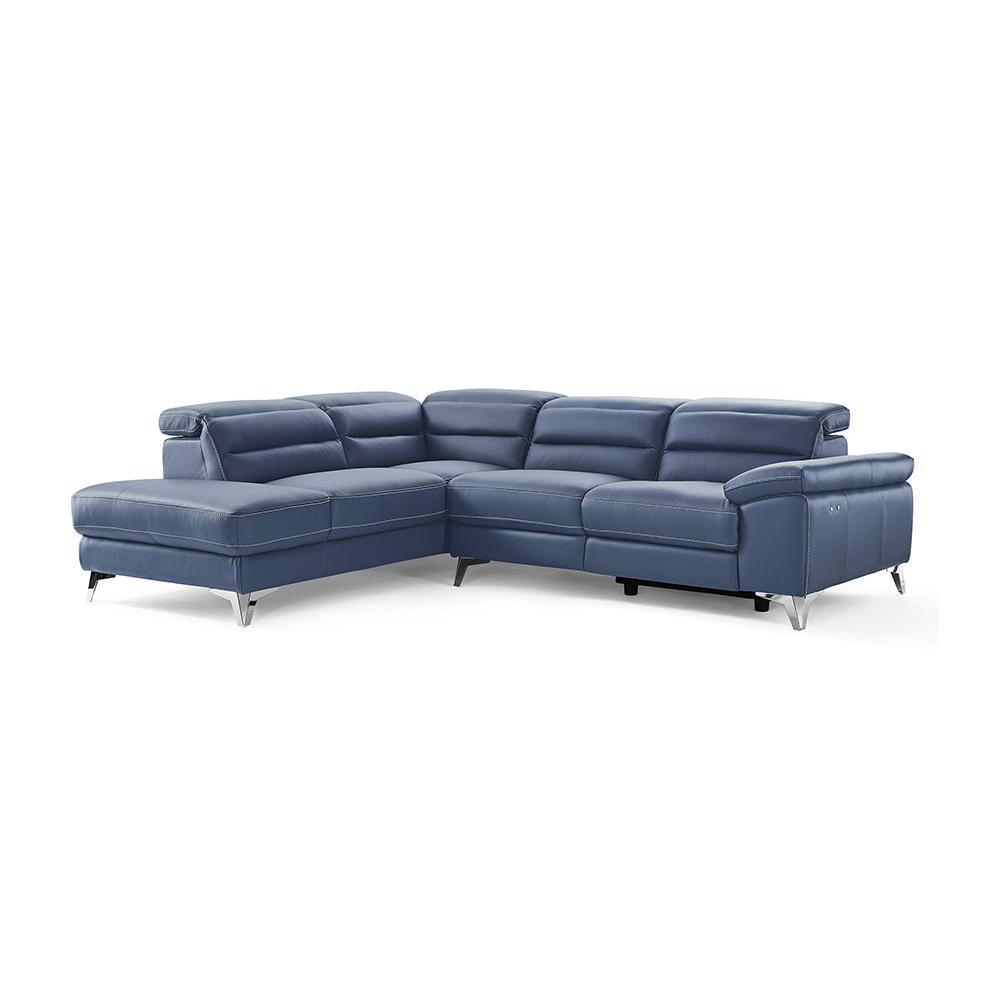Johnson Sectional, chaise on left when facing, navy blue top grain Italian leather. Picture 9