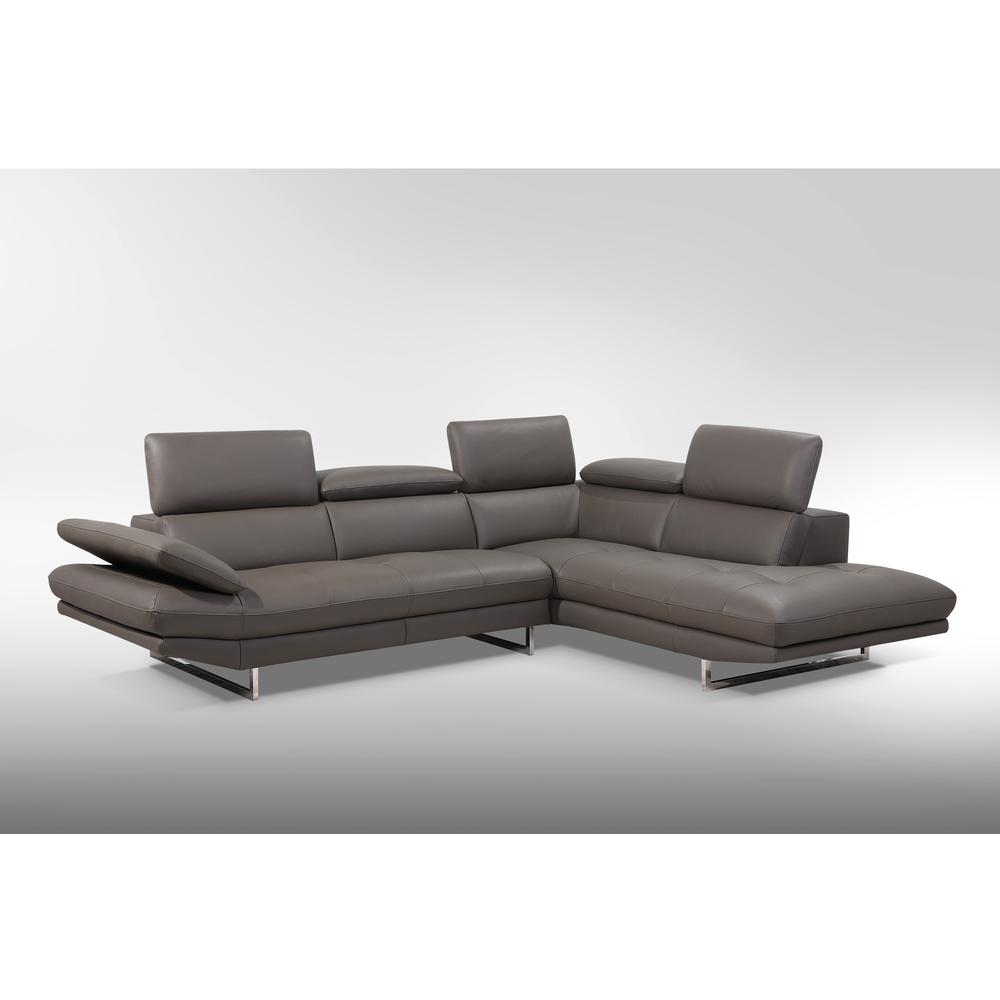 Pandora Sectional, chaise on right when facing, dark gray top grain Italian leather,. Picture 3
