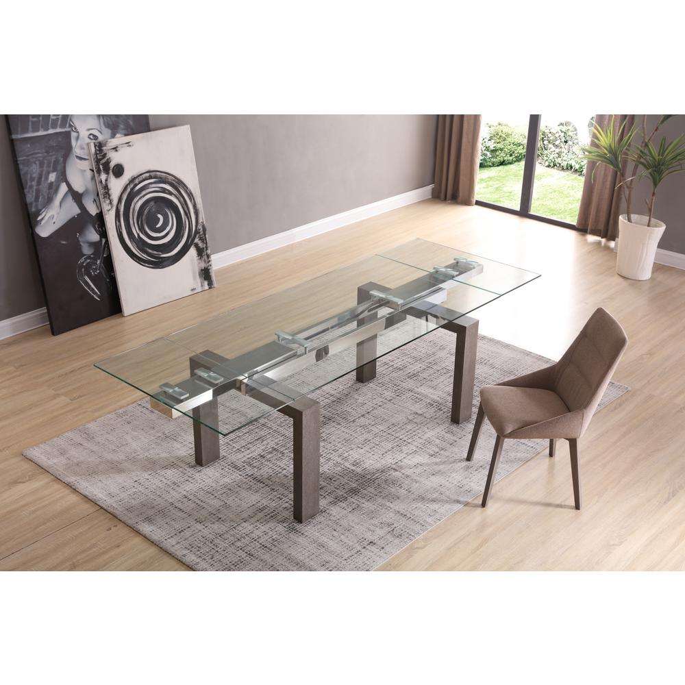 Davy Extendable Dining Table in Gray. Picture 2