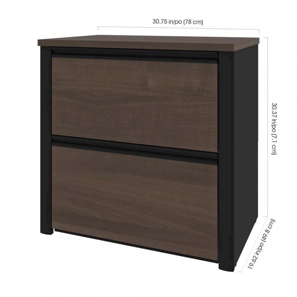 Bestar Connexion 34W Add-On 2 Drawer Lateral File Cabinet , Antigua & Black. Picture 5