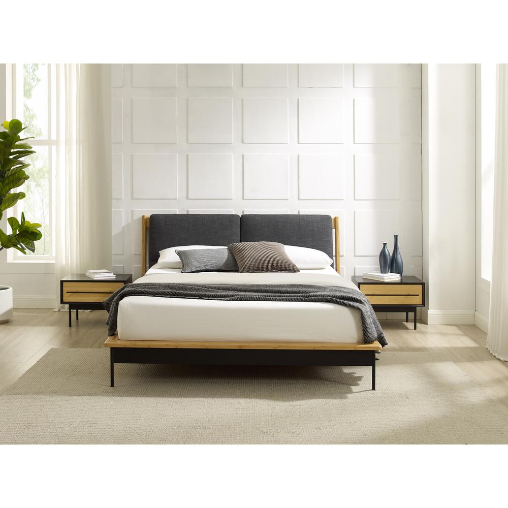 Santa Cruz King Platform Bed with Fabric, Wheat. Picture 11
