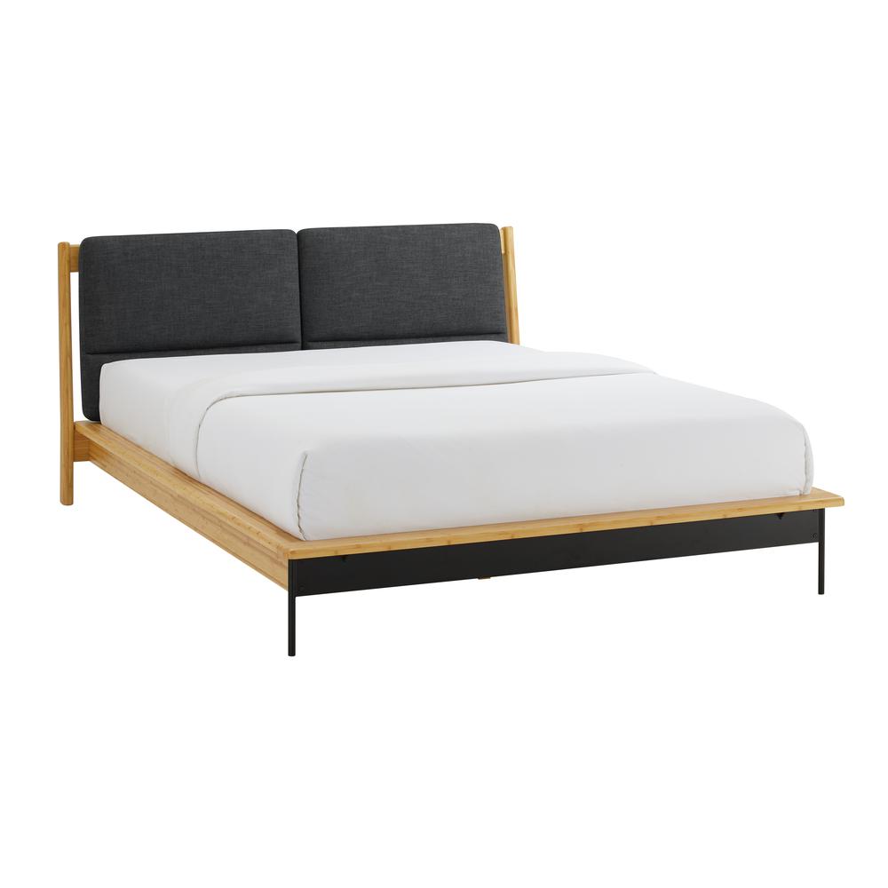 Santa Cruz Queen Platform Bed with Fabric, Wheat. Picture 1