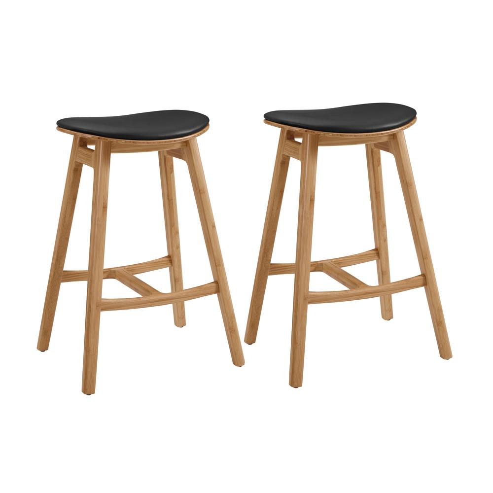 Skol Counter Height Stool With Leather Seat, Caramelized, (Set of 2). Picture 2