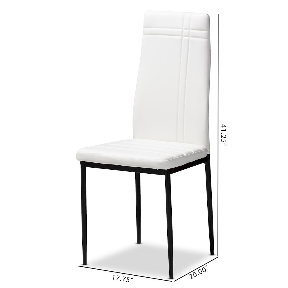 Matiese Modern and Contemporary White Faux Leather Upholstered Dining Chair (Set of 4). Picture 5