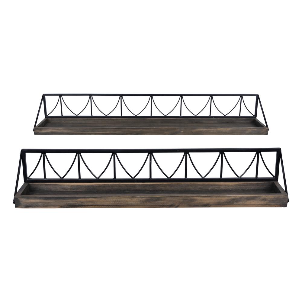 Stratton Home Decor Farmhouse Set of 2 Geometric Wire Metal Floating Wall Shelves. Picture 1