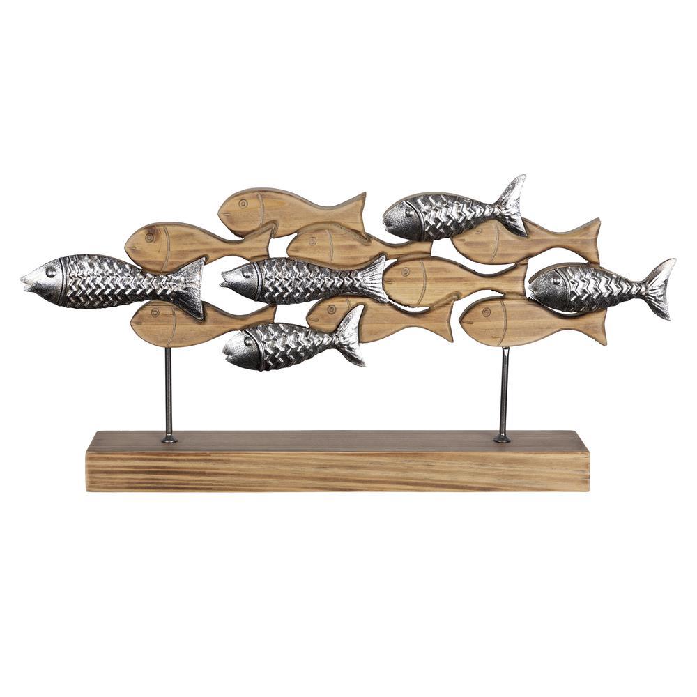 Stratton Home Decor Coastal Carved Swimming Fish Tabletop Decor. Picture 1