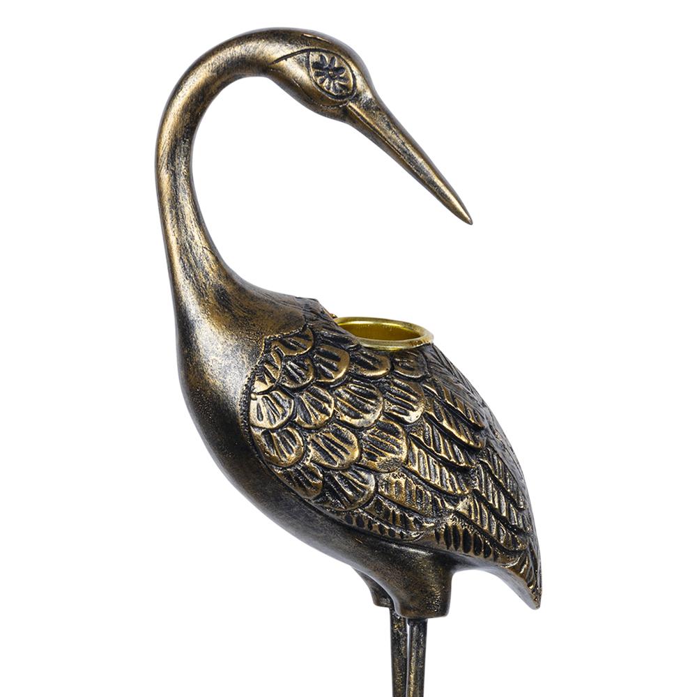 Stratton Home Decor Traditional Antique Gold Heron Bird II Taper Candle Holder. Picture 3