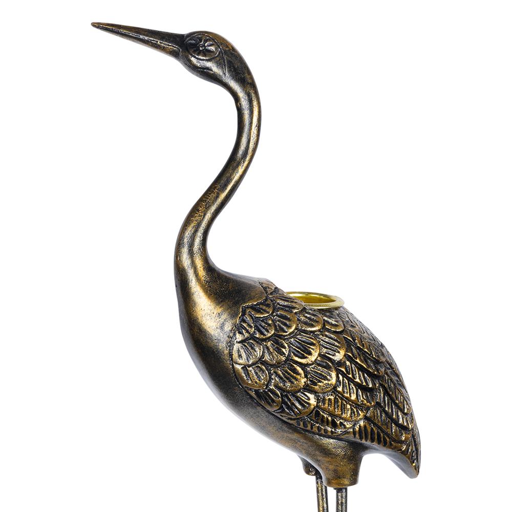 Stratton Home Decor Traditional Antique Gold Heron Bird I Taper Candle Holder. Picture 3