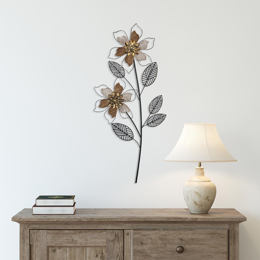 Stratton Home Decor Traditional Wood and Wire Flowers Botanical Wall Decor