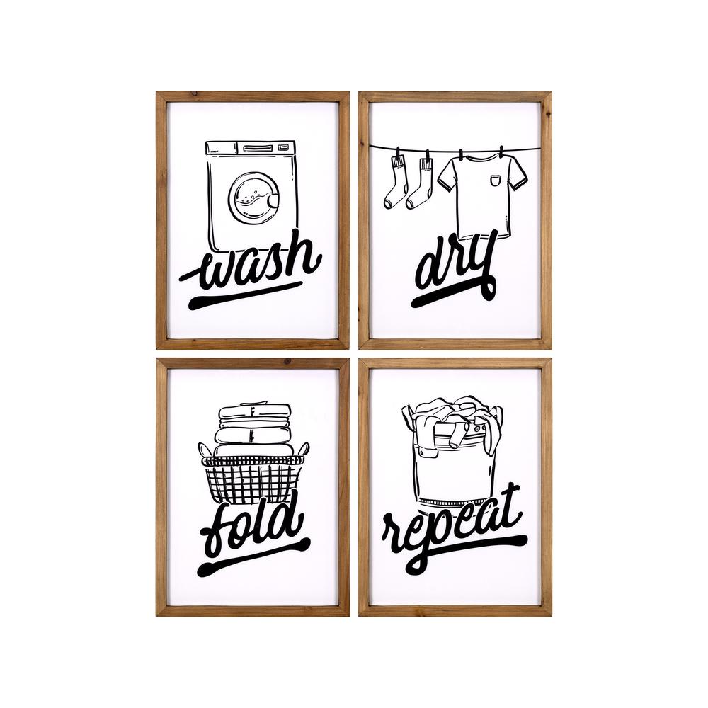 Stratton Home Decor Wash, Dry, Fold, and Repeat High Gloss Laundry Wall Art Set. Picture 1