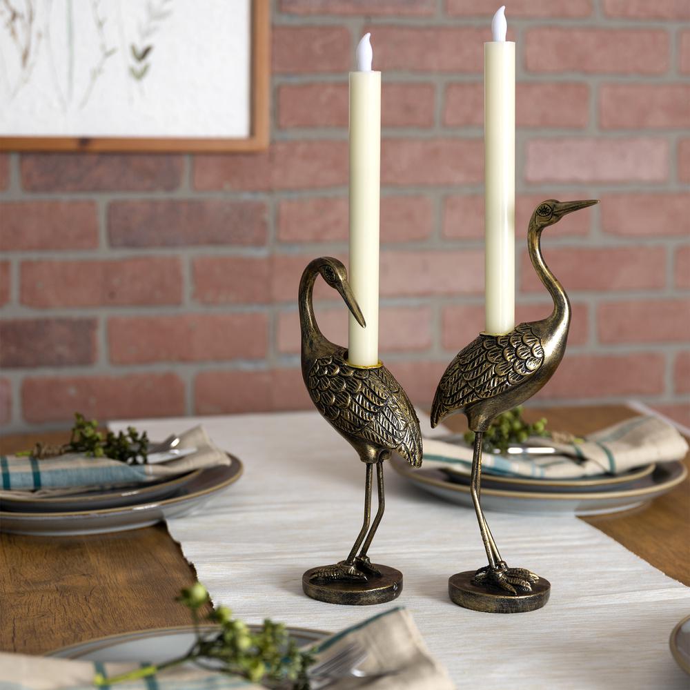 Stratton Home Decor Traditional Antique Gold Heron Bird II Taper Candle Holder. Picture 6