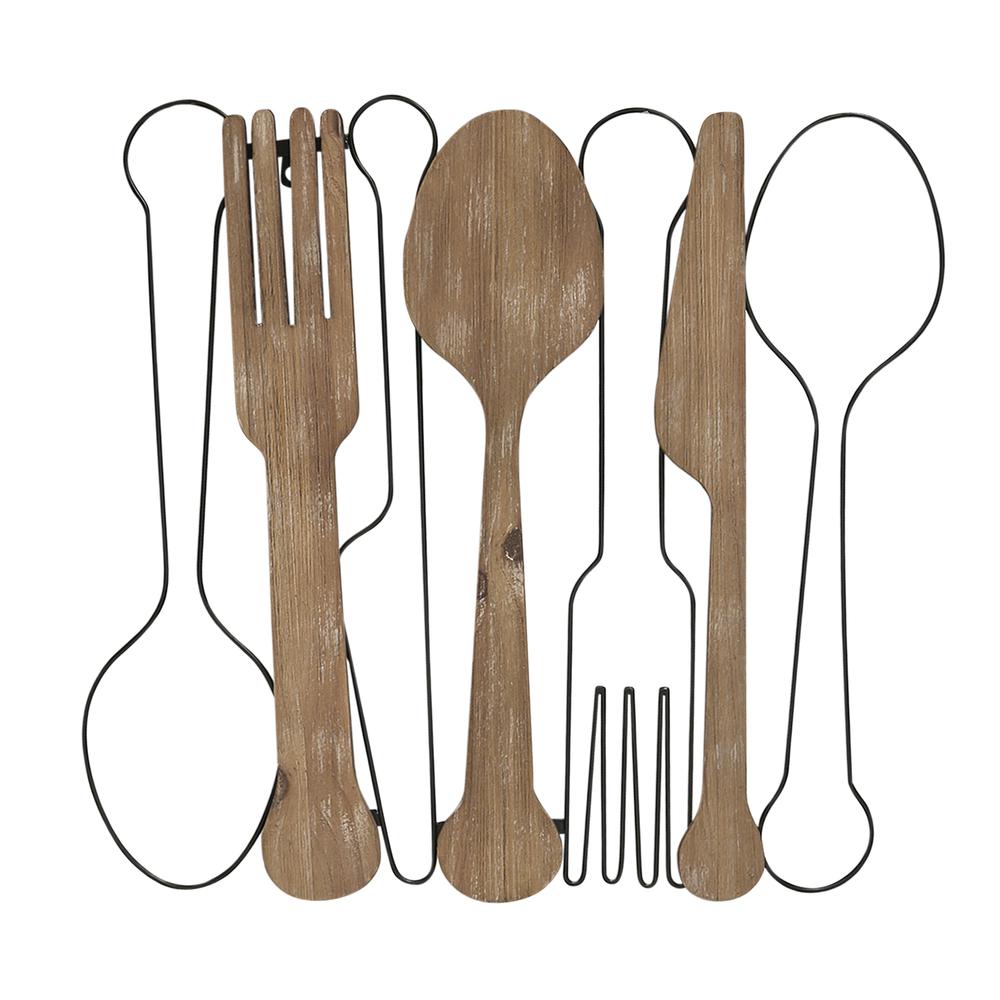 Stratton Home Decor Wood and Metal Kitchen Utensil Wall Decor. The main picture.