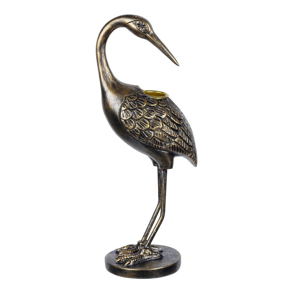 Stratton Home Decor Traditional Antique Gold Heron Bird II Taper Candle Holder. The main picture.