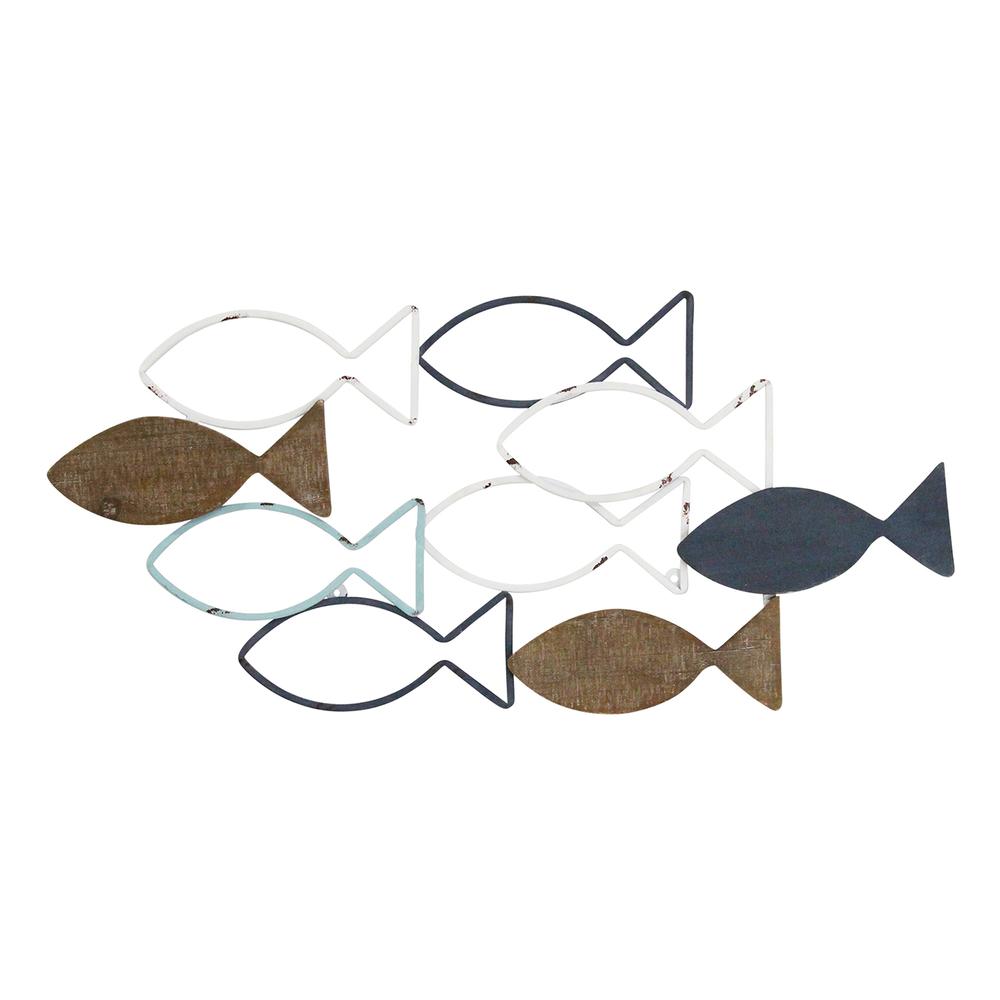 Stratton Home Decor Wood and Metal School of Fish Wall Décor. Picture 1