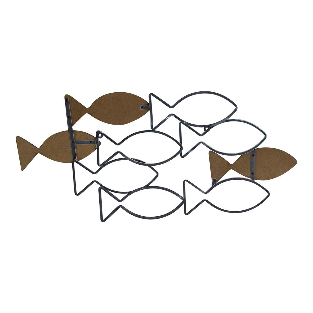 Stratton Home Decor Wood and Metal School of Fish Wall Décor. Picture 3