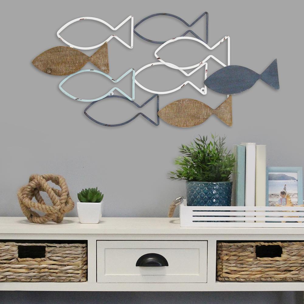 Stratton Home Decor Wood and Metal School of Fish Wall Décor. Picture 5