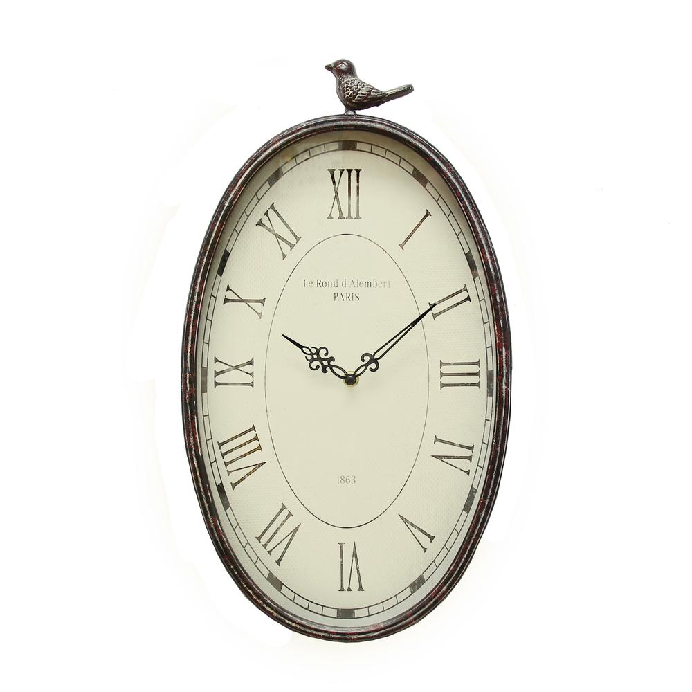 Stratton Home Decor Antique Oval Bird Clock. Picture 1