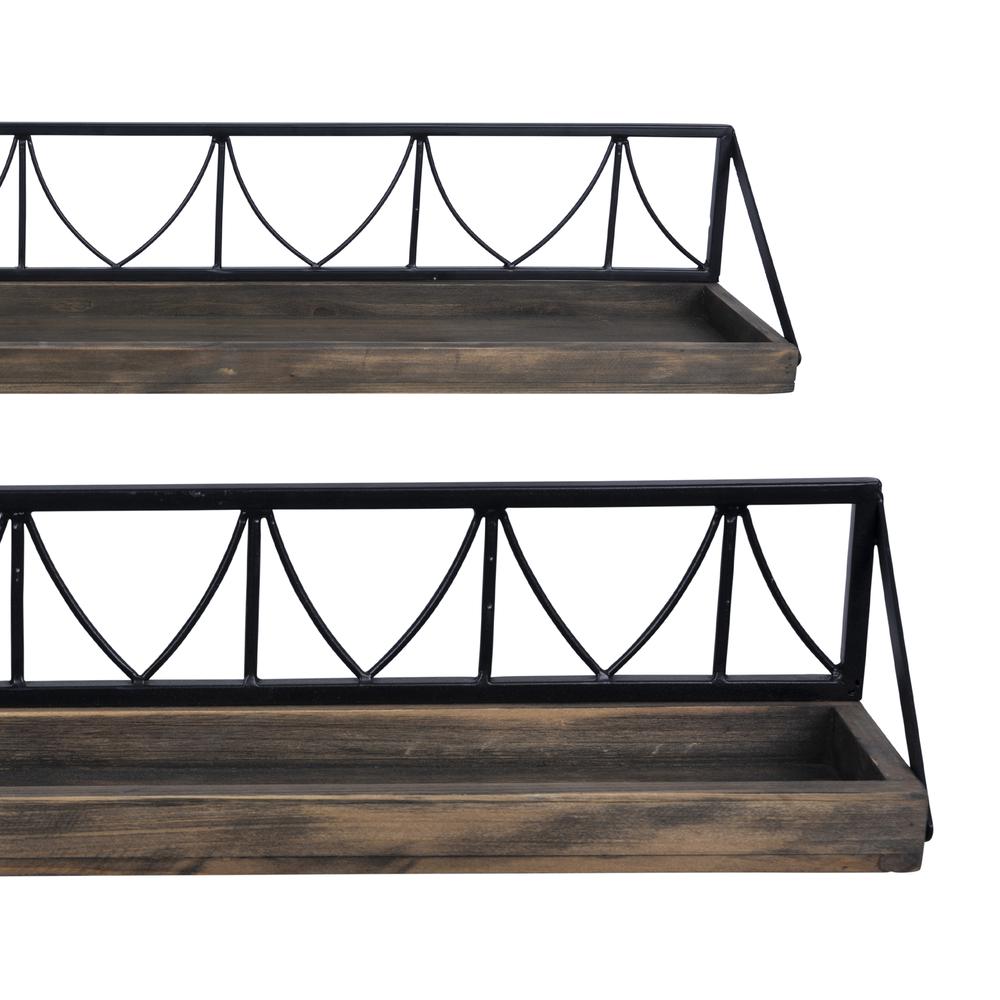 Stratton Home Decor Farmhouse Set of 2 Geometric Wire Metal Floating Wall Shelves. Picture 3