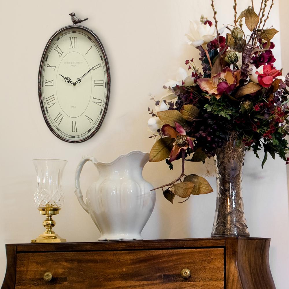 Stratton Home Decor Antique Oval Bird Clock. Picture 2
