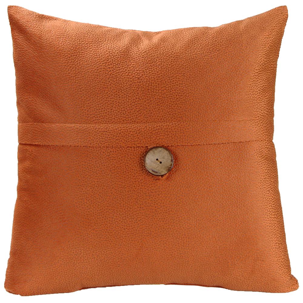 Rust Solid Knife Edge Reversible Decorative Throw Pillow with Front Button. Picture 3