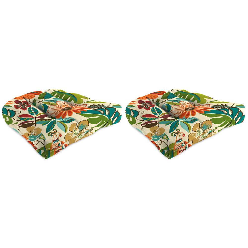 Lensing Jungle Multi Floral Tufted Outdoor Seat Cushion (2-Pack). Picture 1