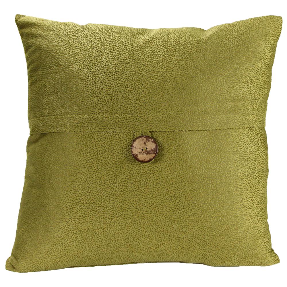 Citron Solid Knife Edge Reversible Decorative Throw Pillow with Front Button. Picture 3
