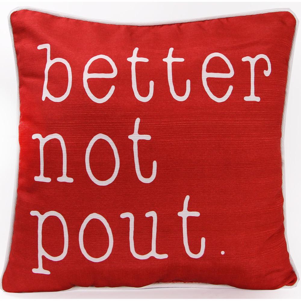 Red Better Not Pout Christmas Knife Edge Reversible Decorative Throw Pillow. Picture 3