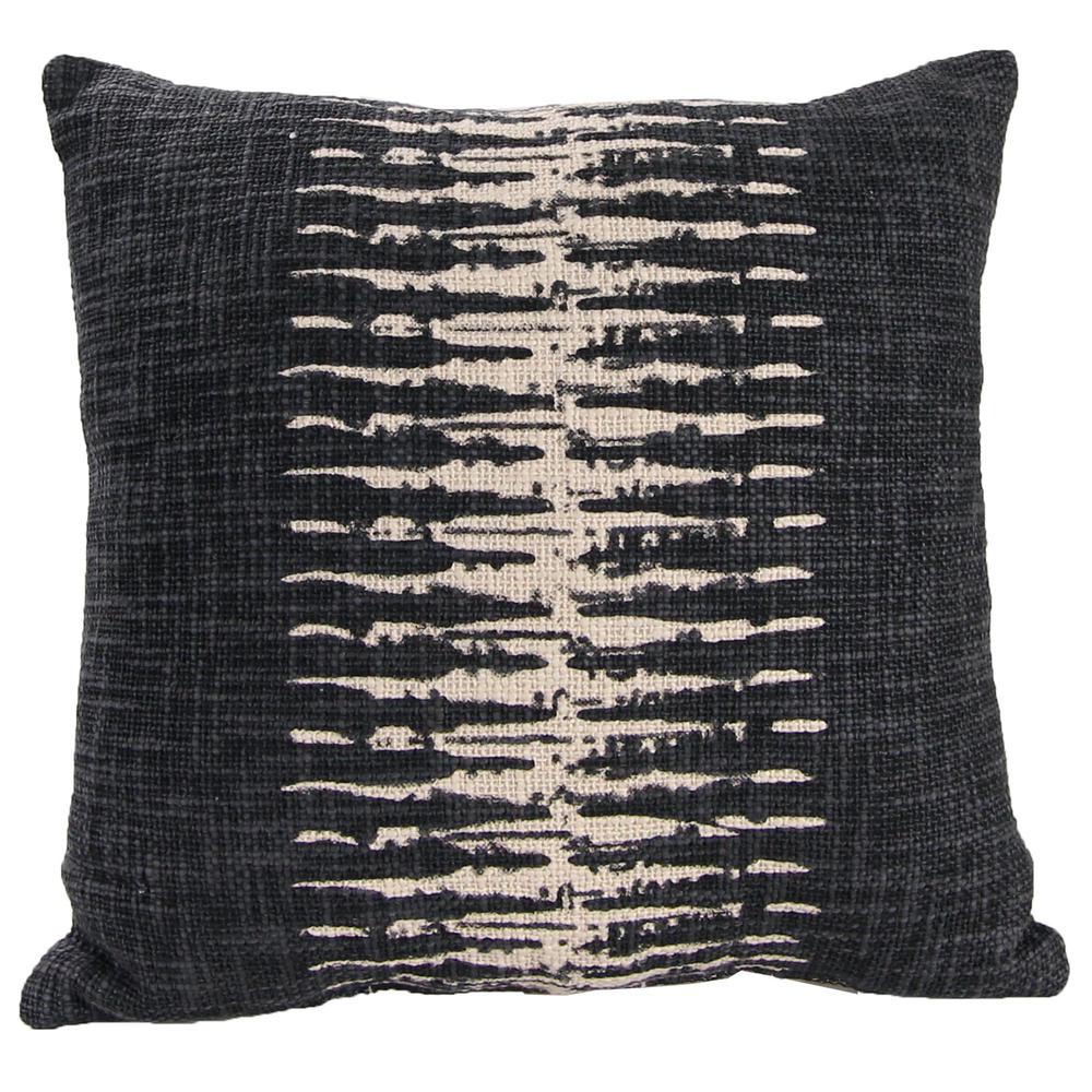 Dark Gray and Cream Heartbeat Abstract Reversible Decorative Throw Pillow. Picture 3