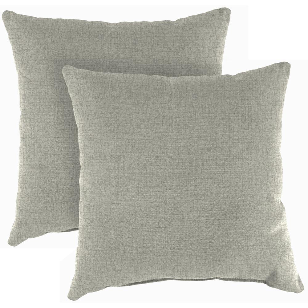McHusk Stone Grey Solid Square Knife Edge Outdoor Throw Pillows (2-Pack). Picture 1