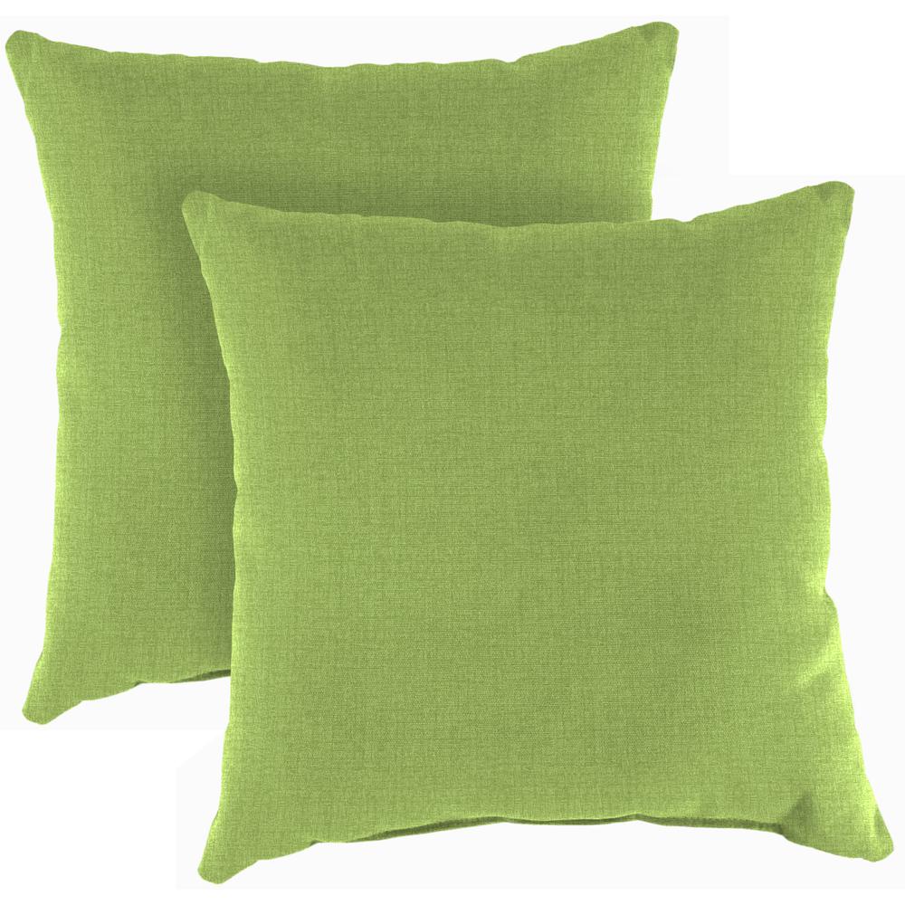 McHusk Leaf Green Solid Square Knife Edge Outdoor Throw Pillows (2-Pack). Picture 1