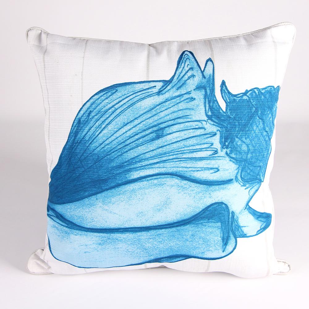 Gray and Blue Conch Shell Plank Nautical Reversible Decorative Throw Pillow. Picture 3