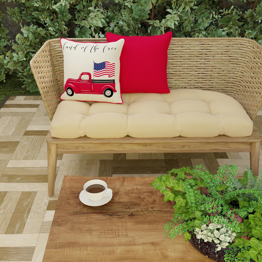 Beige Land of the Free Truck and Red Solid Outdoor Throw Pillow (2-Pack). Picture 3