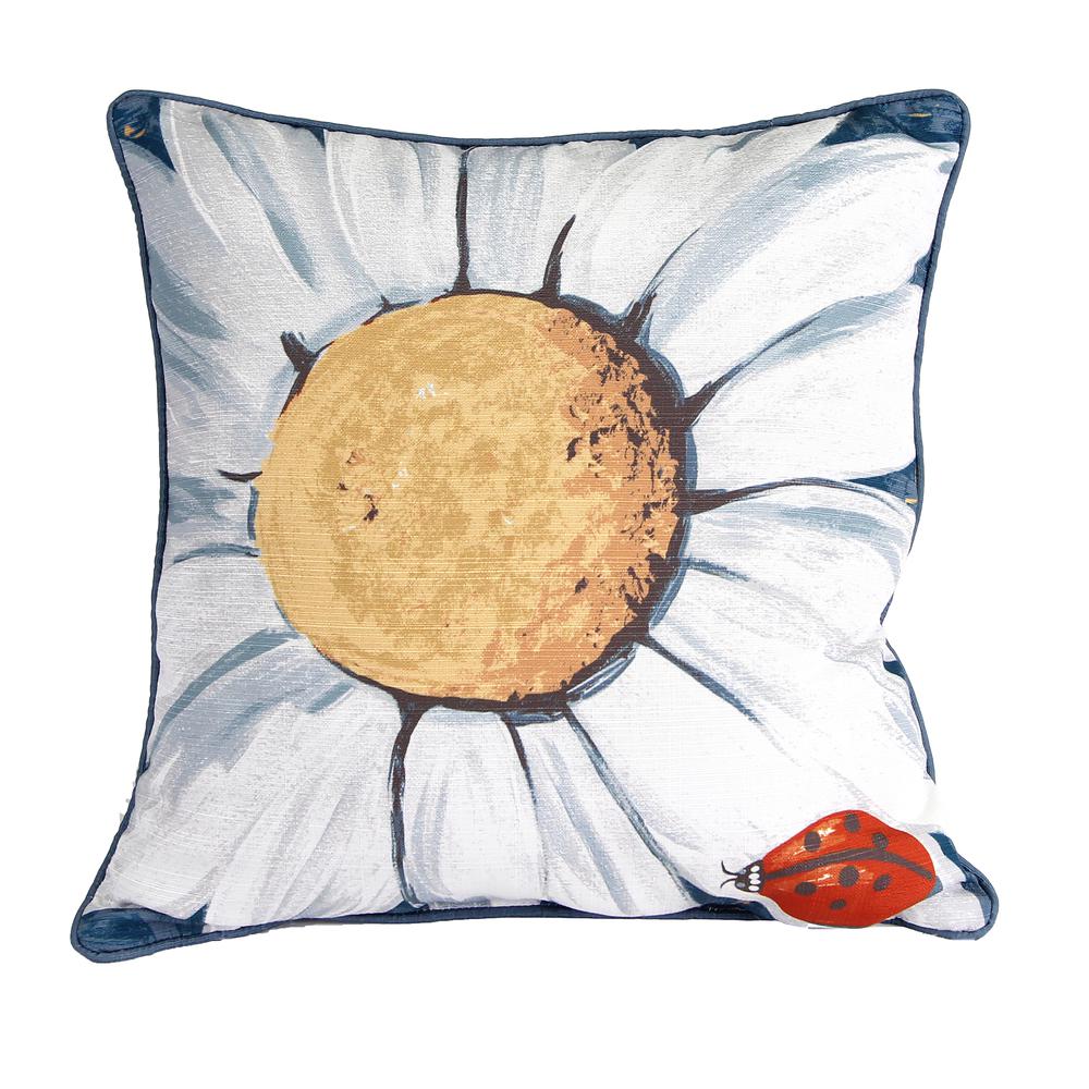 Ladybug Daisy Multi Floral Knife Edge Reversible Decorative Throw Pillow Accent. Picture 3