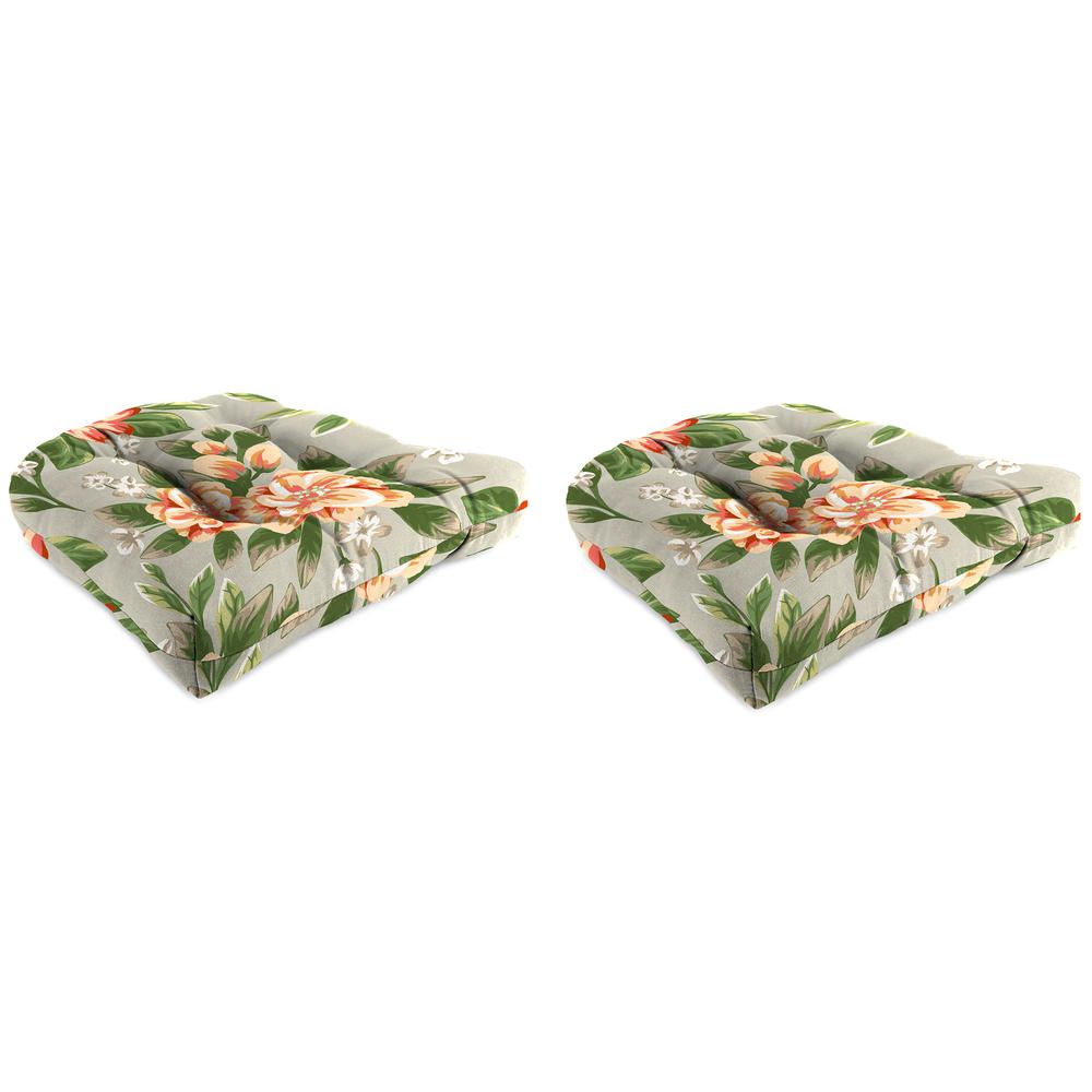 Tori Cedar Grey Floral Tufted Outdoor Seat Cushion (2-Pack). Picture 1