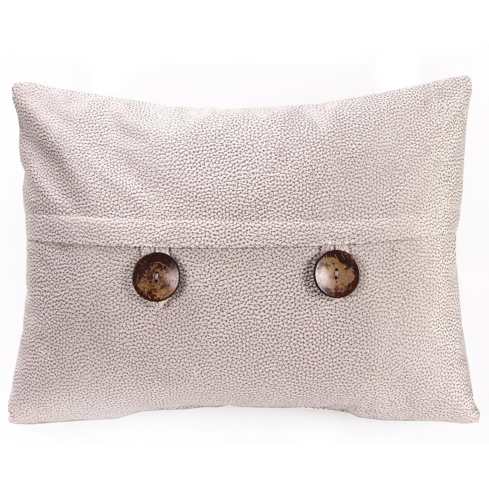 Ivory Solid Reversible Decorative Lumbar Throw Pillow with Front Buttons. Picture 3