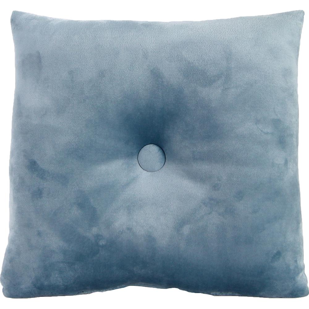 Light Teal Solid Square Tufted Decorative Throw Pillow with Fabric Button. Picture 3