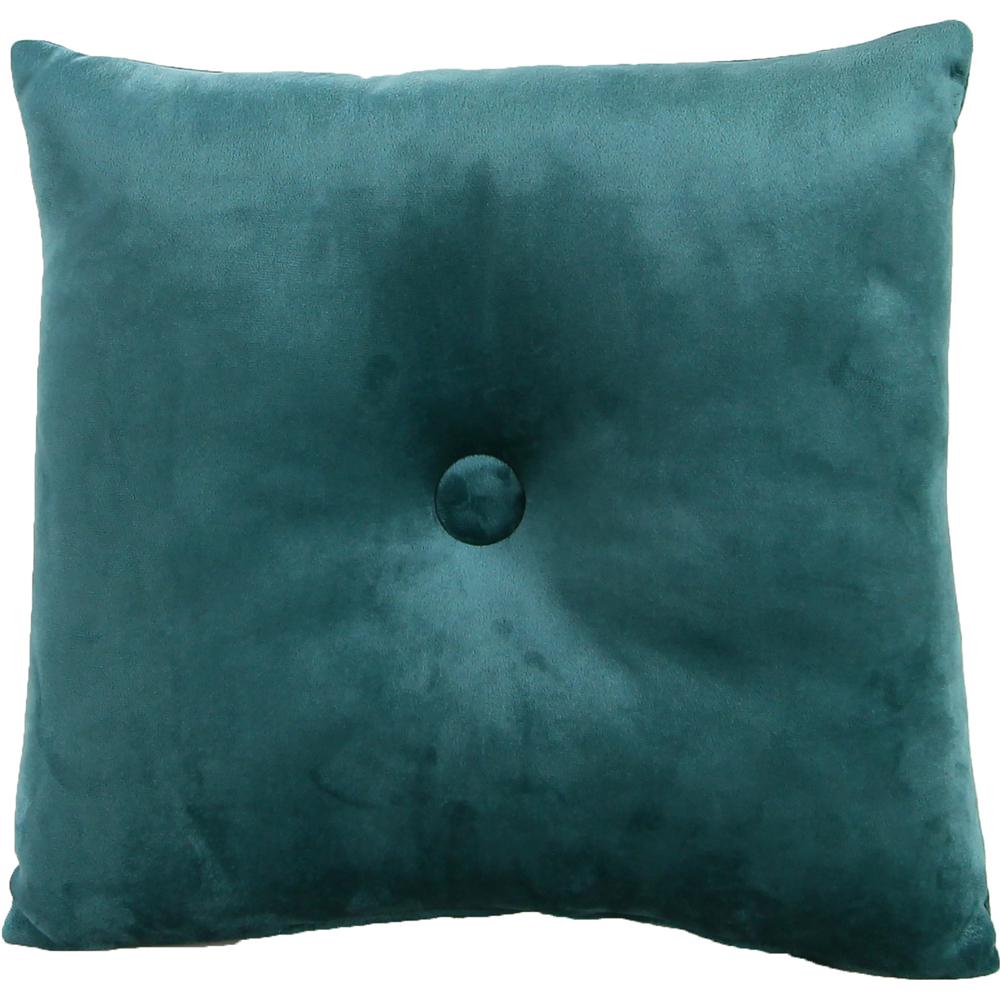Emerald Green Solid Square Tufted Decorative Throw Pillow with Fabric Button. Picture 3