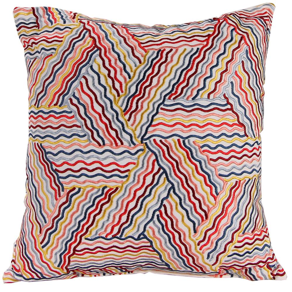 Multi Wavy Stripe Reversible Decorative Throw Pillow with Embroidery Accent. Picture 3