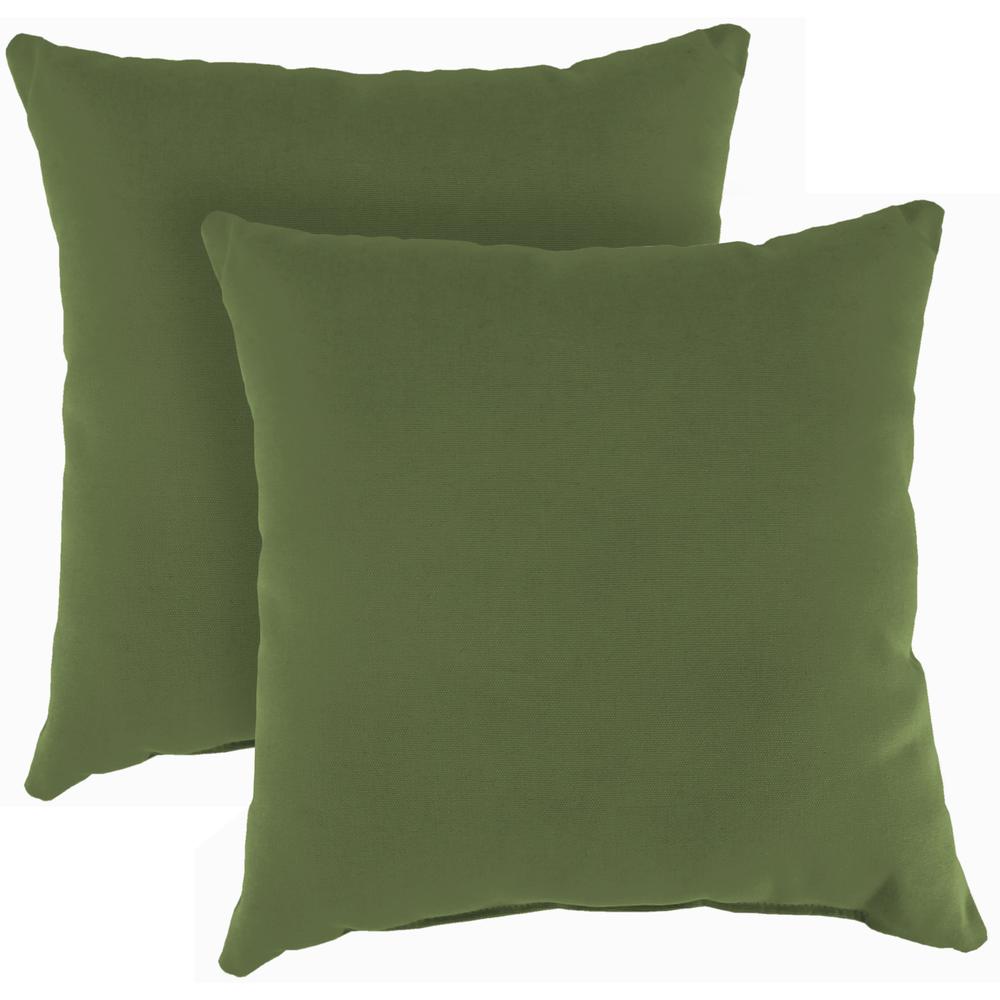 Veranda Hunter Green Solid Square Knife Edge Outdoor Throw Pillows (2-Pack). Picture 1