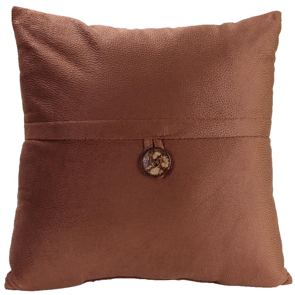 Cinnamon Solid Knife Edge Reversible Decorative Throw Pillow with Front Button. Picture 3