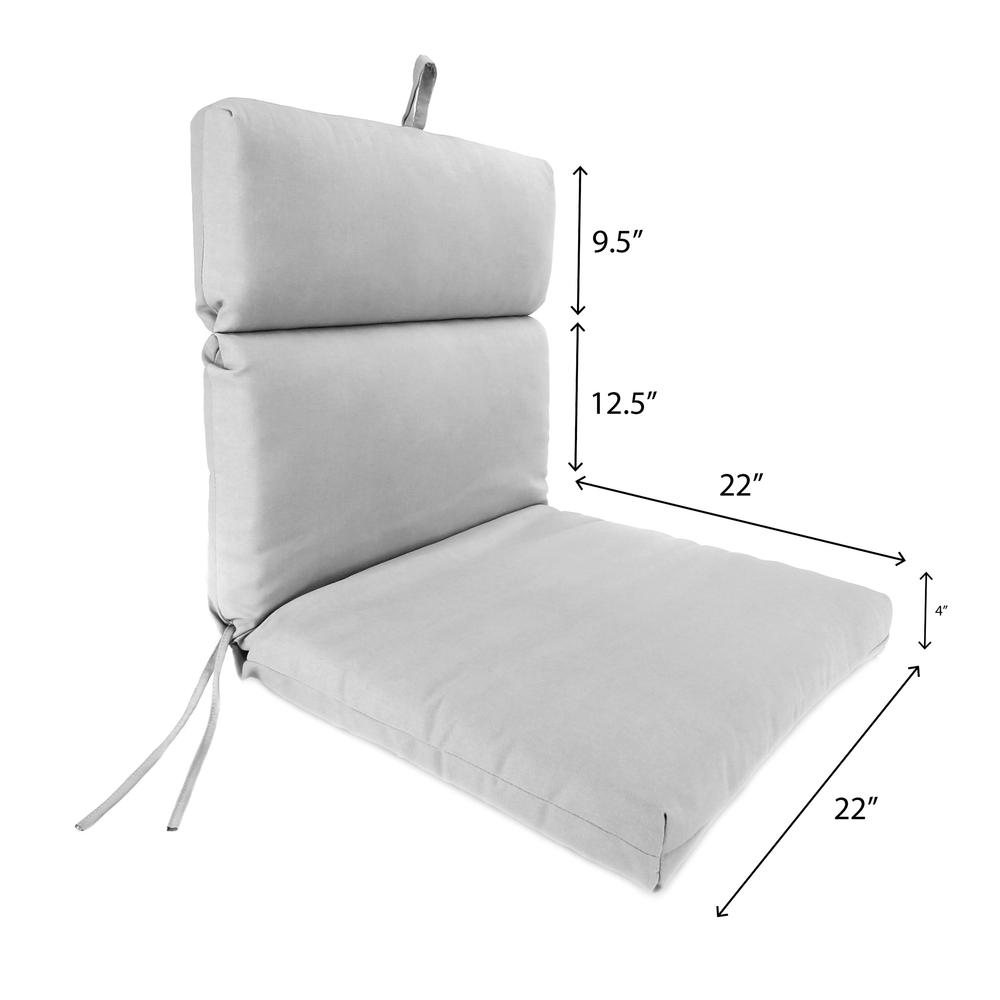 Sunbrella Spectrum Dove Beige Solid French Edge Outdoor Chair Cushion with Ties. Picture 2
