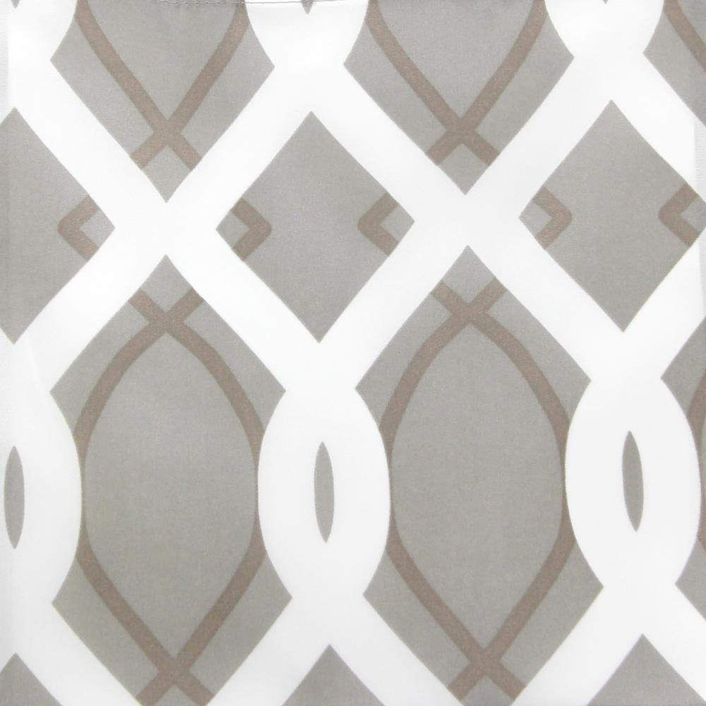 Cayo Gray Lattice Grommet Semi-Sheer Outdoor Curtain Panel. Picture 3